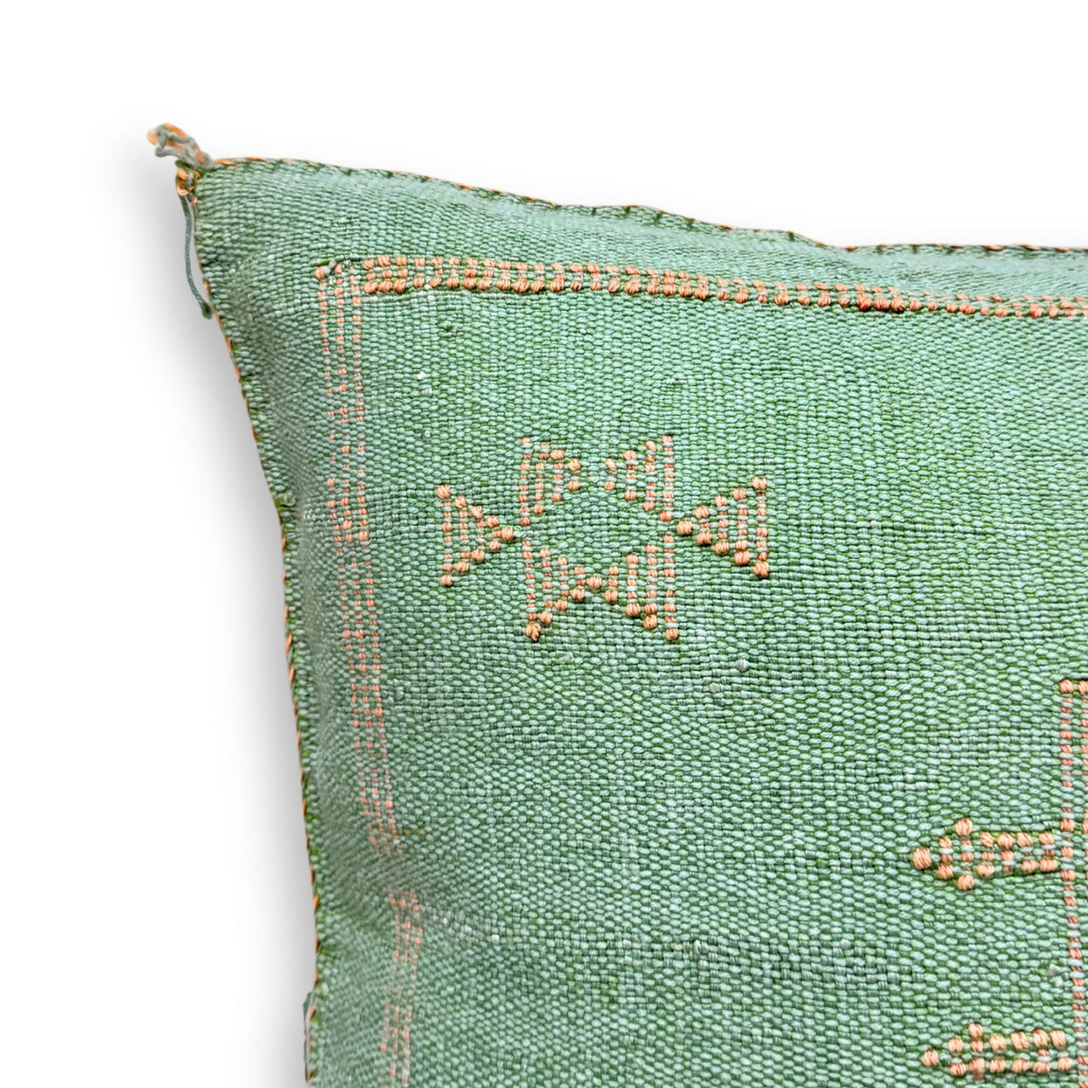 Green Sabra Cactus Silk Kilim Pillow Cover | Handwoven Moroccan Home Decor