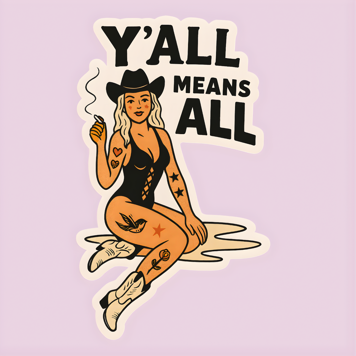Y’all Means All Sticker | Inclusive Western Cowgirl Vinyl