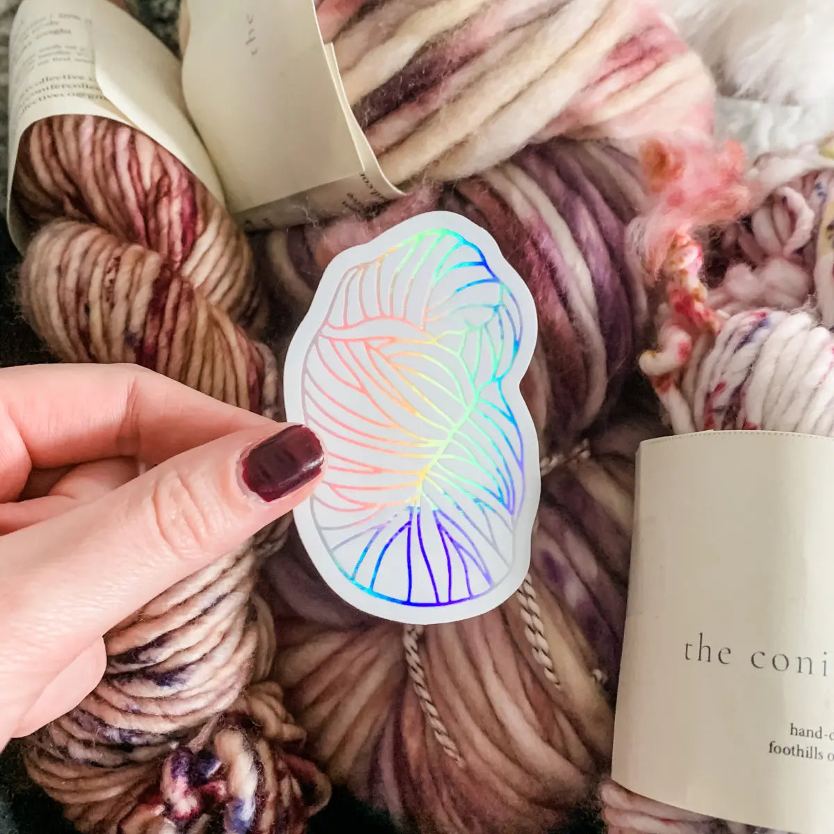 Holographic super bulky yarn skein sticker
