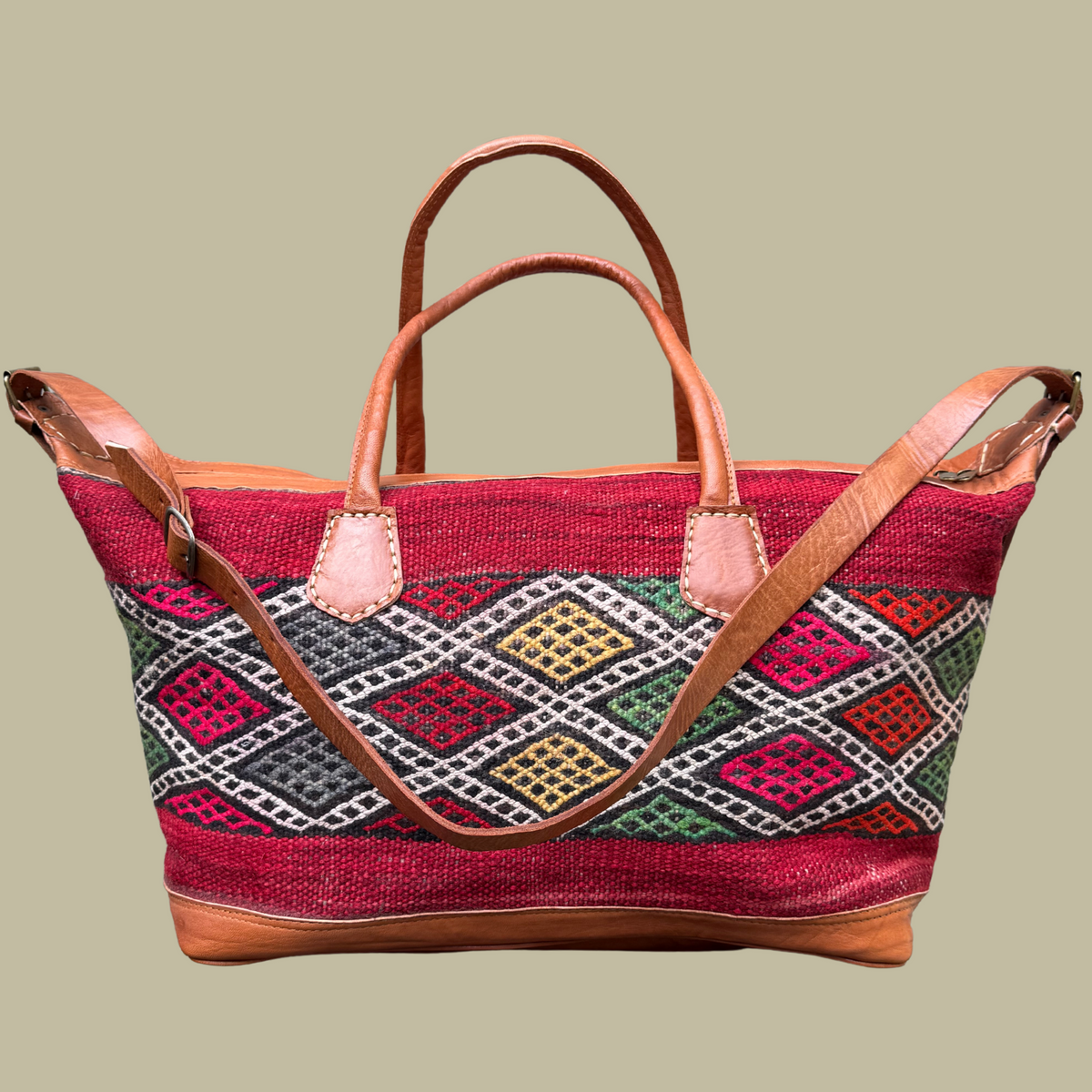 Kilim & Leather Weekender Bag