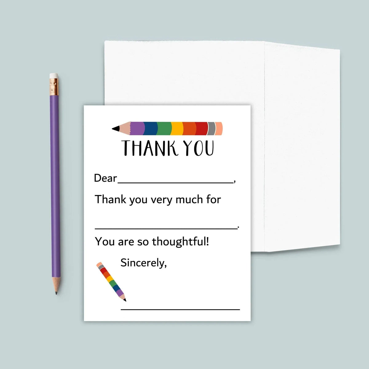 Rainbow Pencil - Fill-in Thank You Notes - The Note House