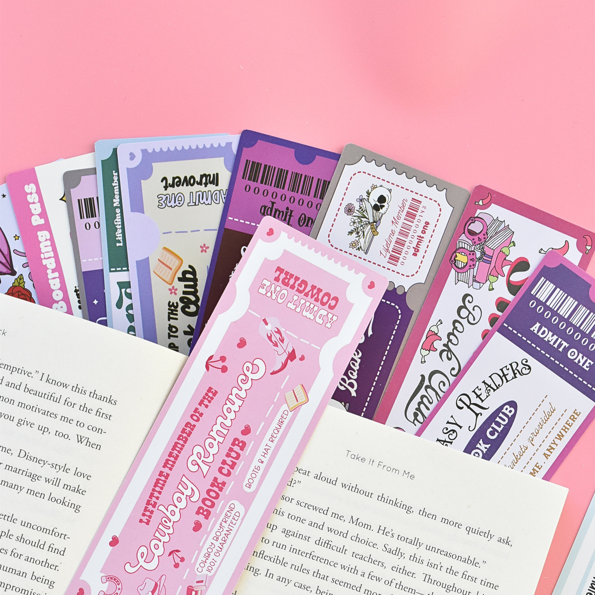 Bookish Ticket Bookmark Set (16-Pack) | Reader Gift
