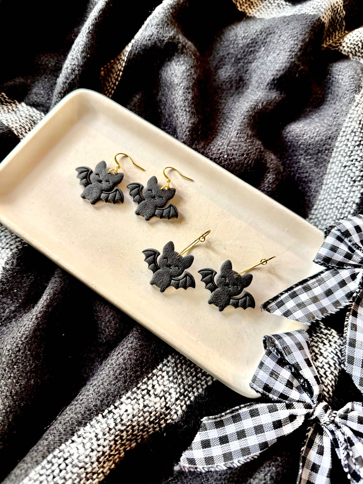 Happy Bat Earrings | Polymer Clay Halloween Earrings