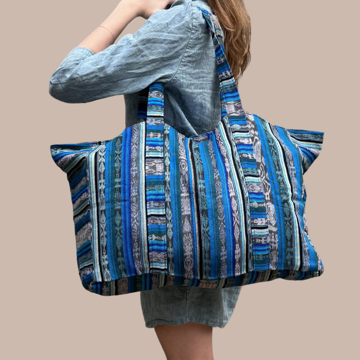 Oversized Corte Beach Tote | Handwoven Guatemalan Pool Bag
