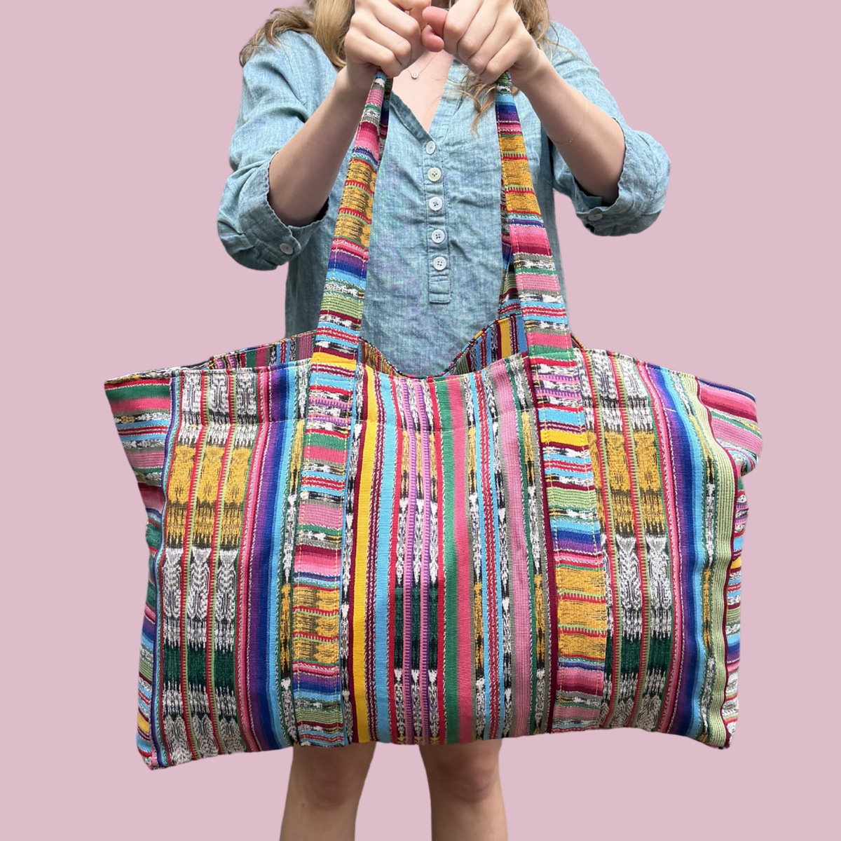 Oversized Corte Beach Tote | Handwoven Guatemalan Pool Bag