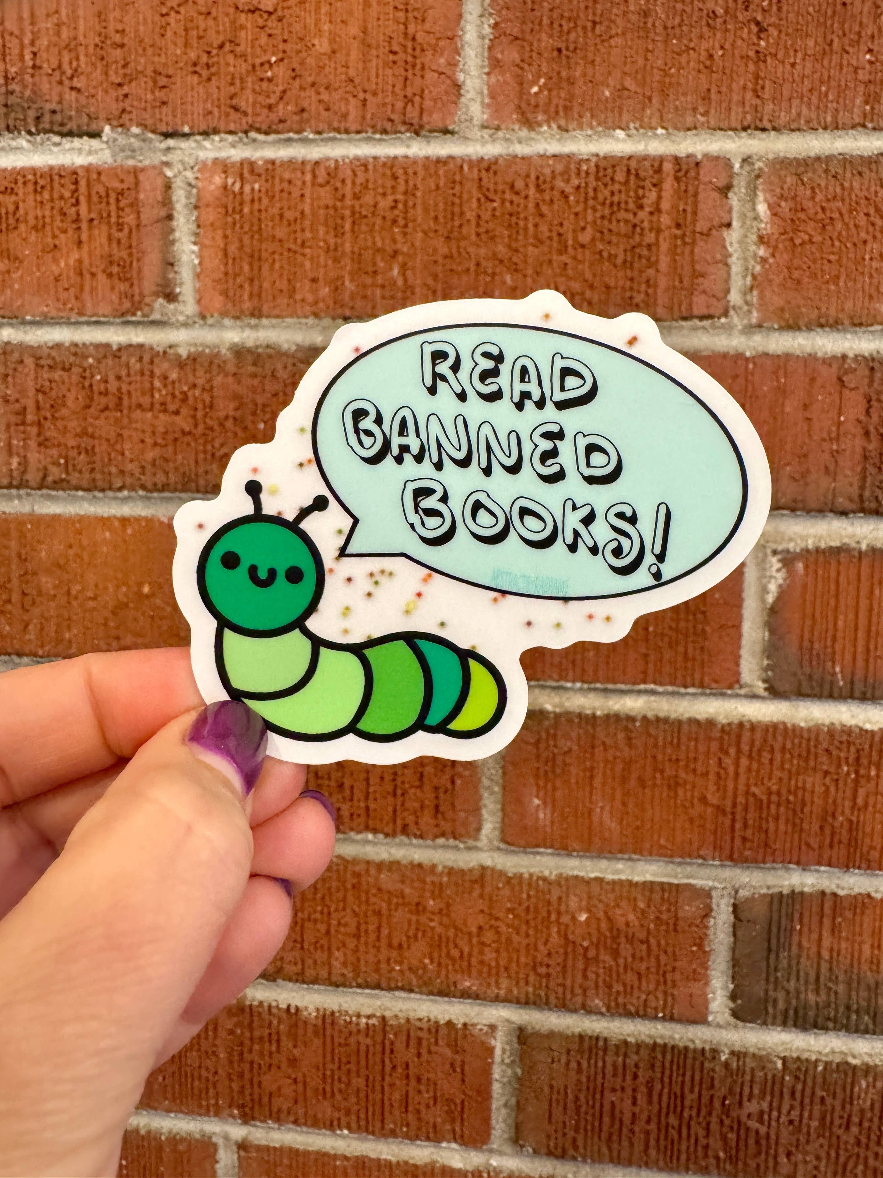 Read Banned Books Caterpillar Sticker
