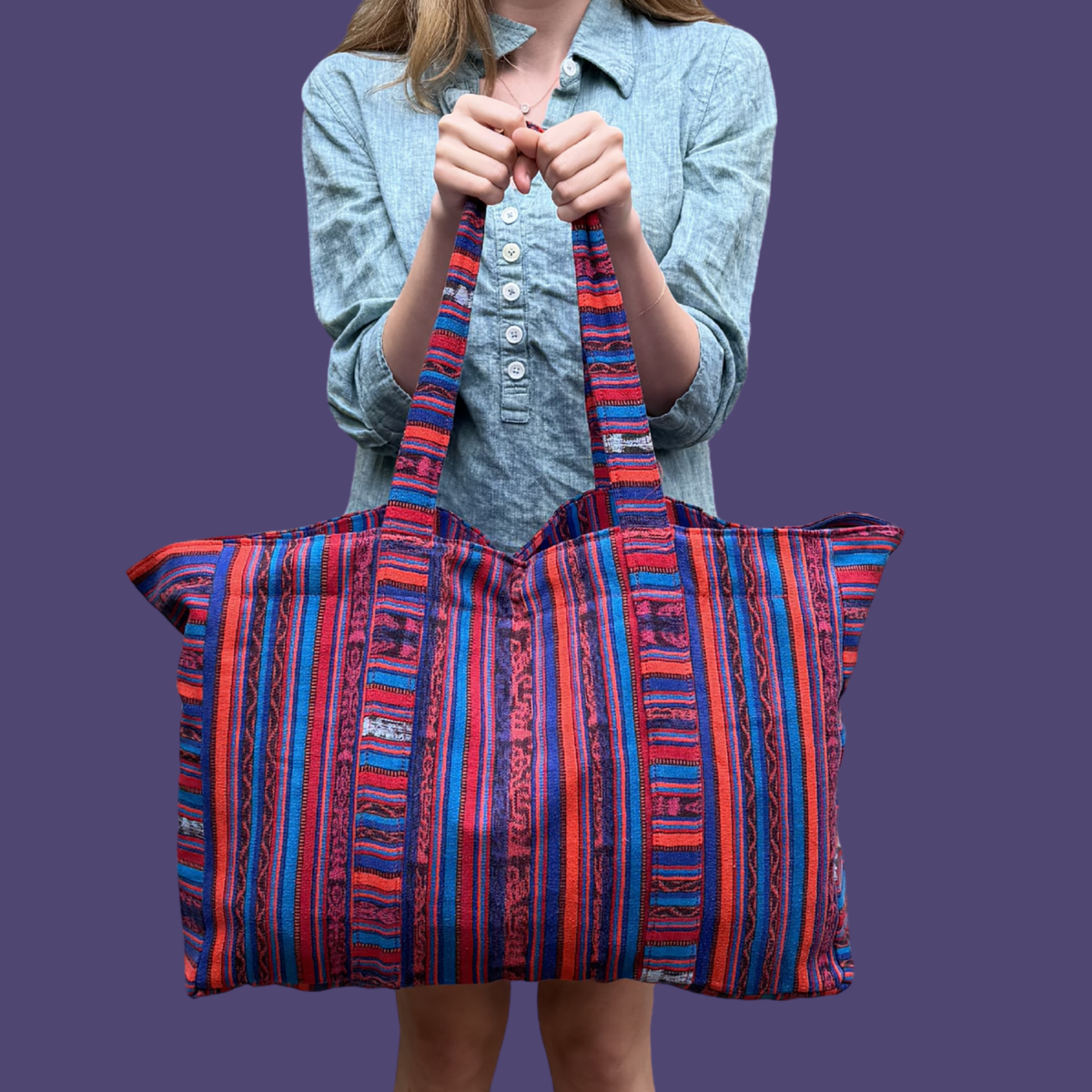 Oversized Corte Beach Tote | Handwoven Guatemalan Pool Bag