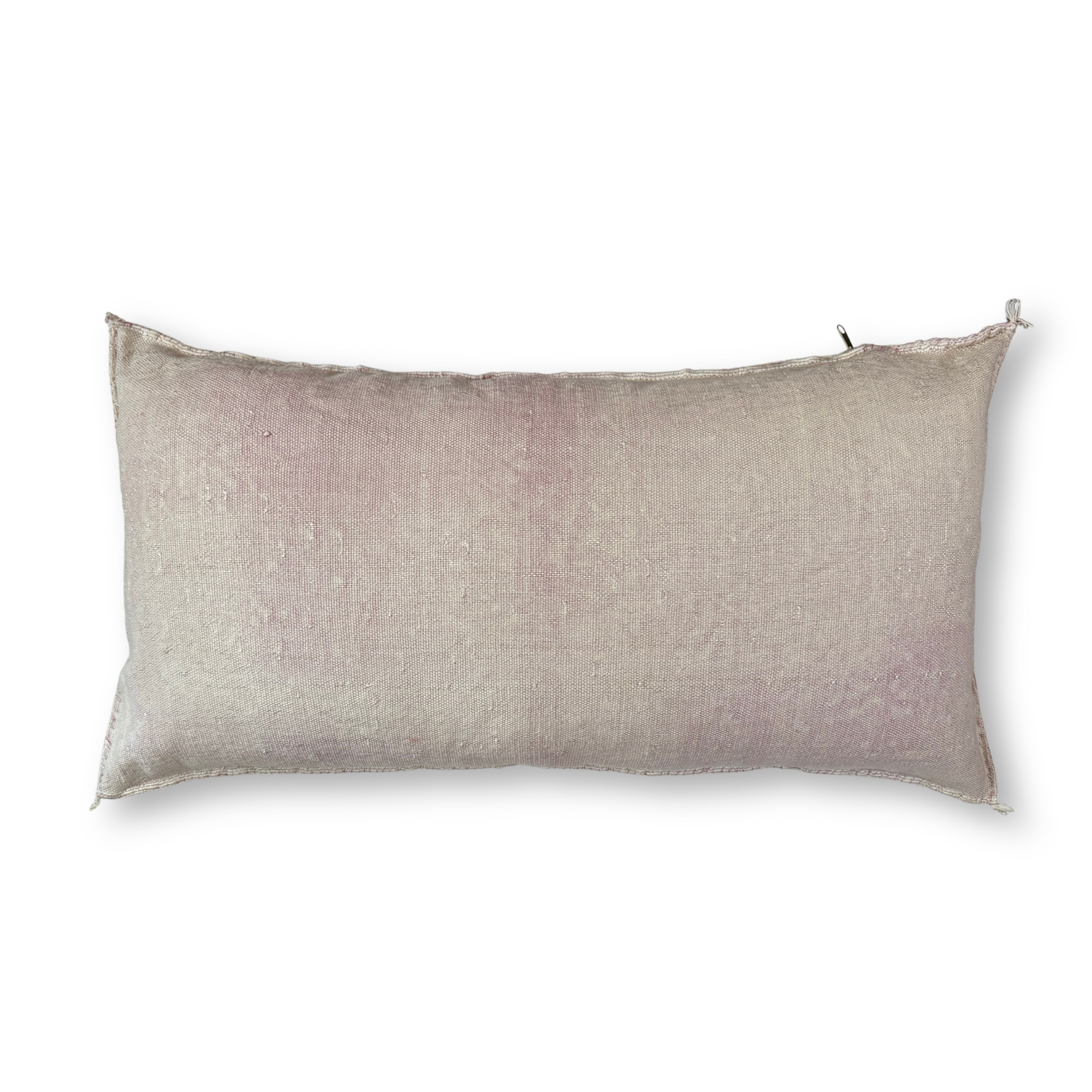 Light Pink/Beige Large Sabra Cactus Silk Lumbar Pillow Cover | Handwoven in Morocco