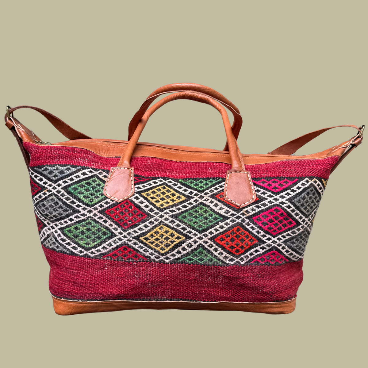 Kilim & Leather Weekender Bag
