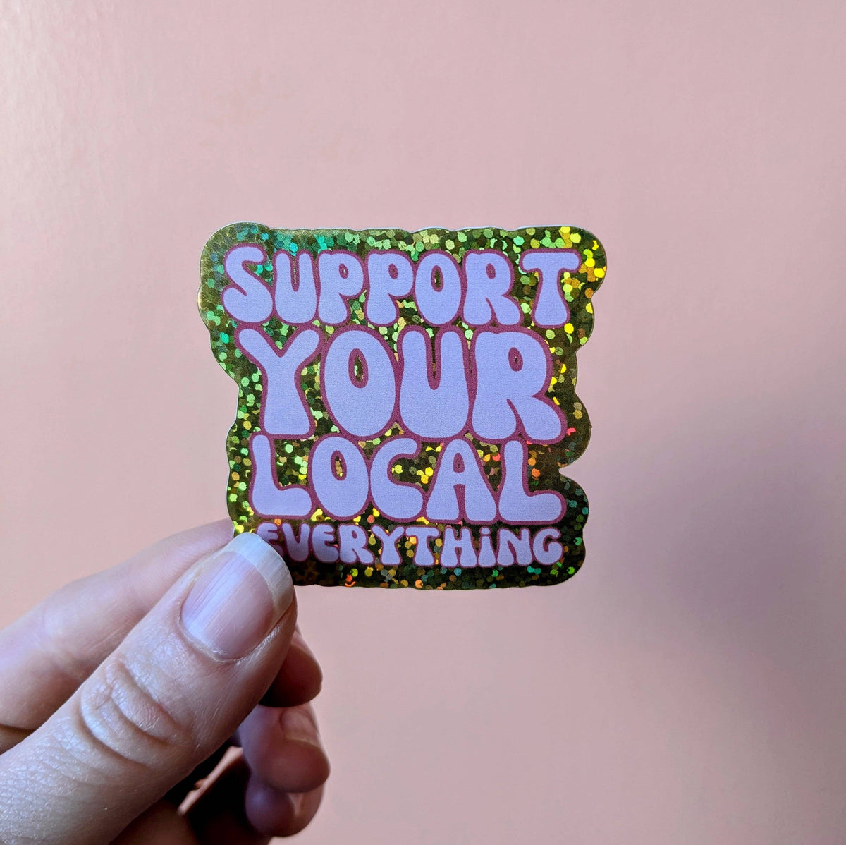 Holographic sticker with &