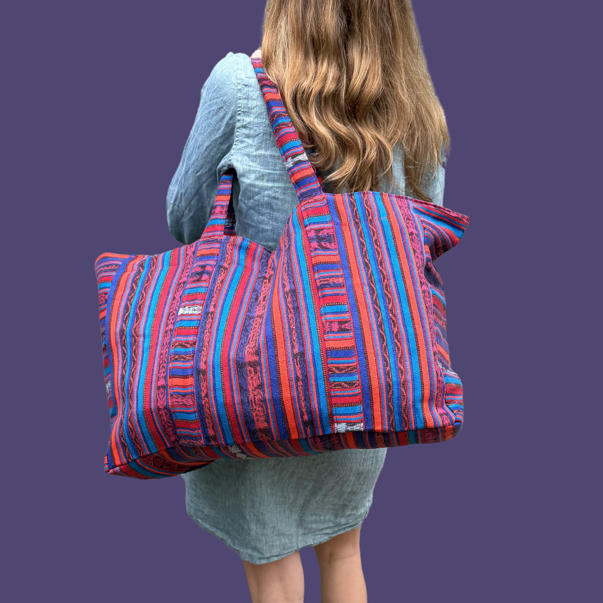 Oversized Corte Beach Tote | Handwoven Guatemalan Pool Bag
