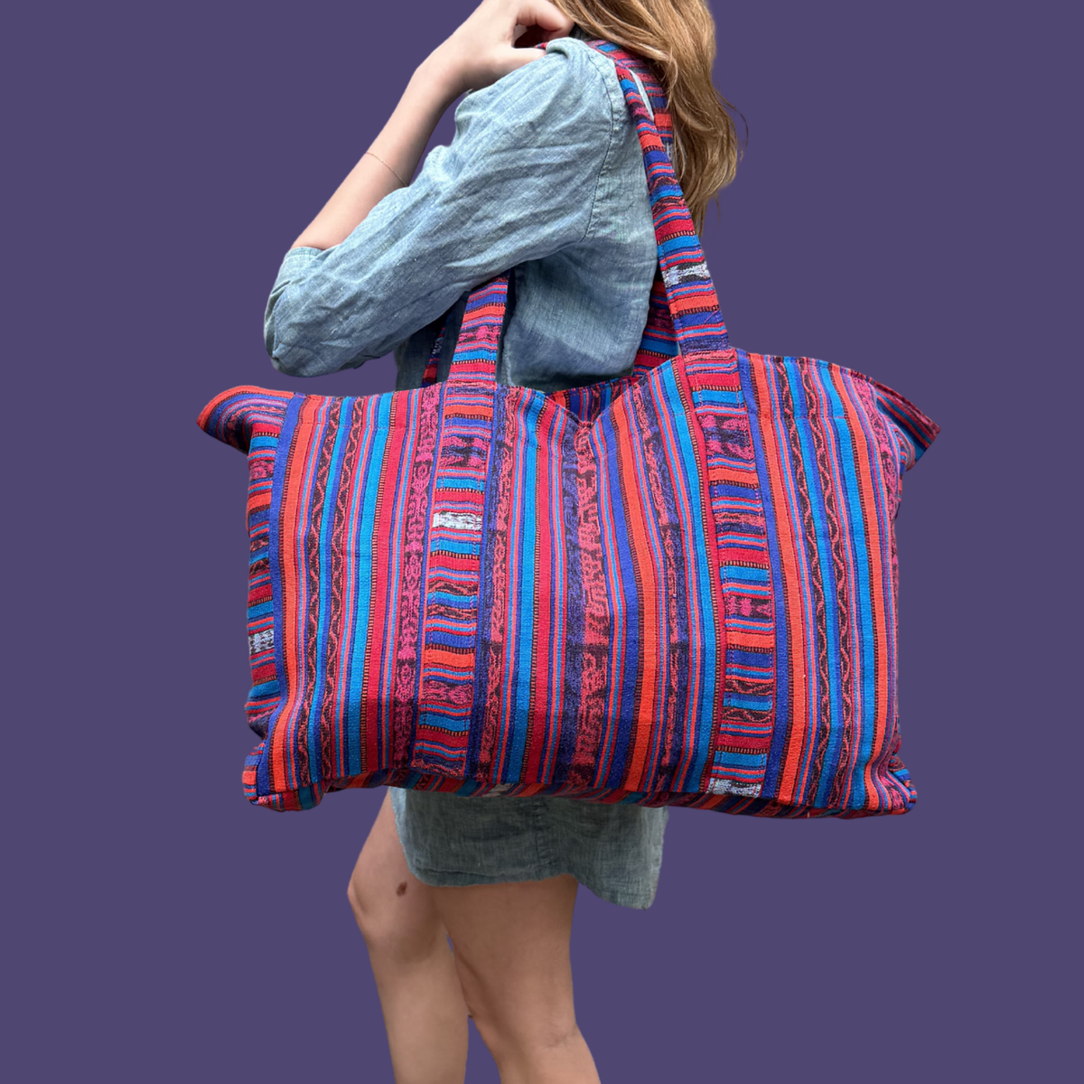 Oversized Corte Beach Tote | Handwoven Guatemalan Pool Bag