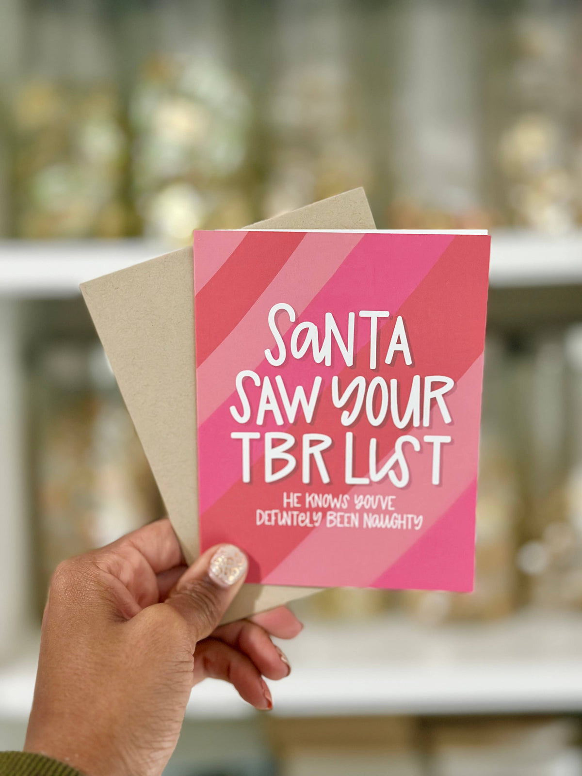 Santa Saw Your TBR List Card | Spicy Book Lover Christmas Card