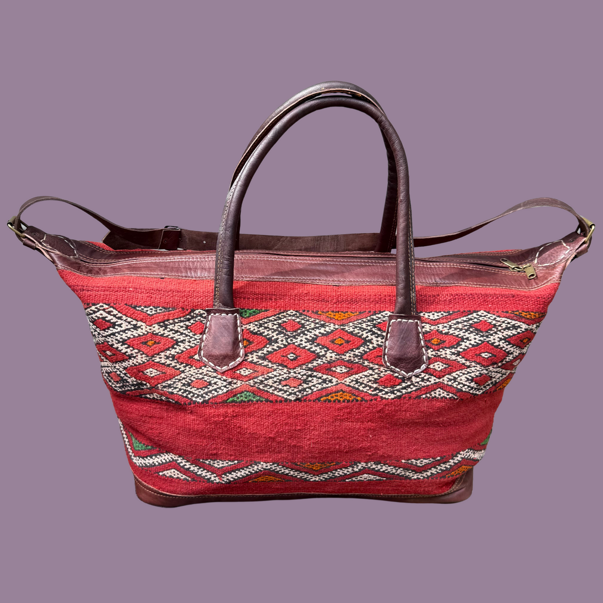 Kilim & Leather Weekender Bag