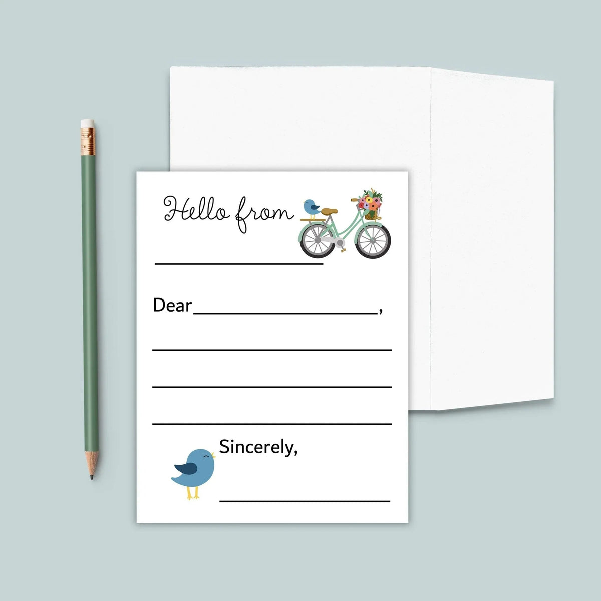 Bike and Bird - Lined Note Cards - The Note House