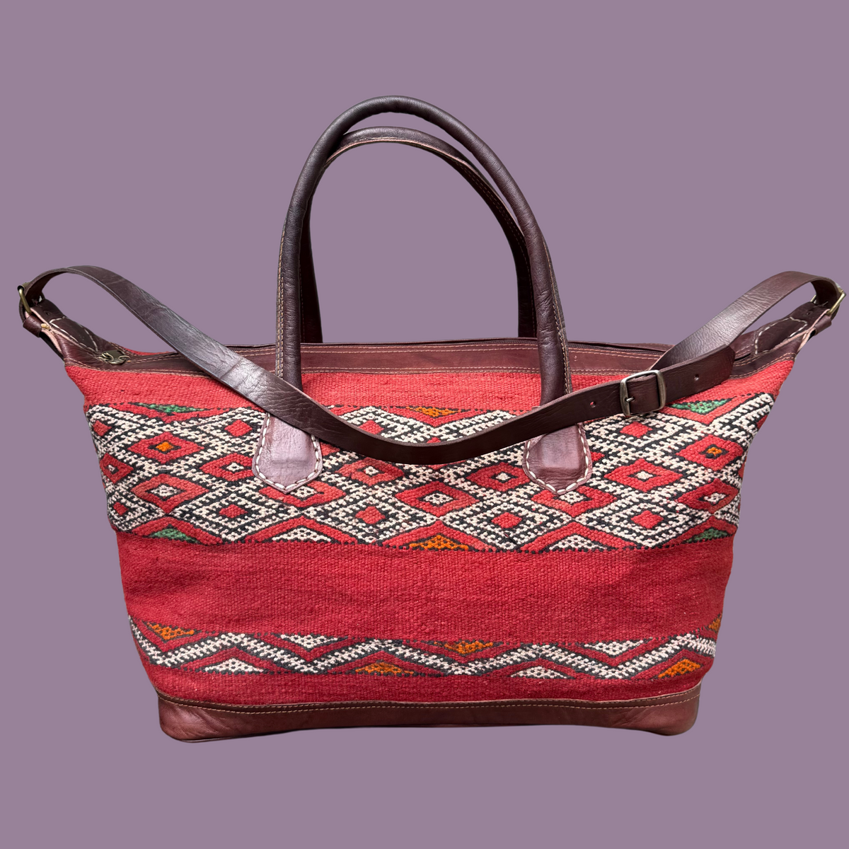 Kilim & Leather Weekender Bag