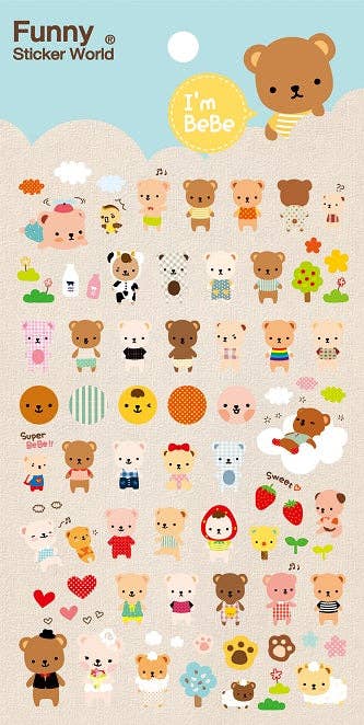 Bebe Bear Gel sticker sheet