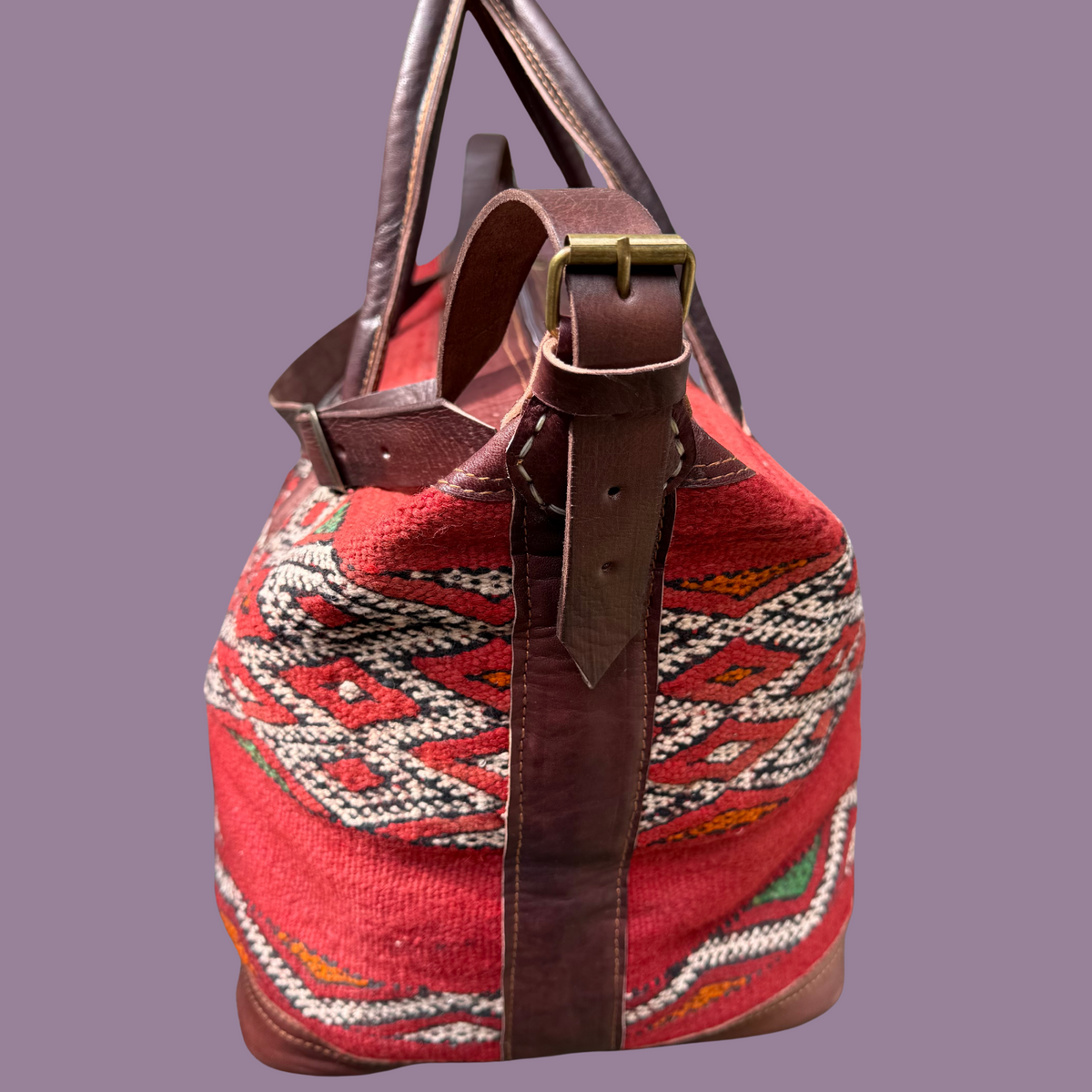 Kilim & Leather Weekender Bag