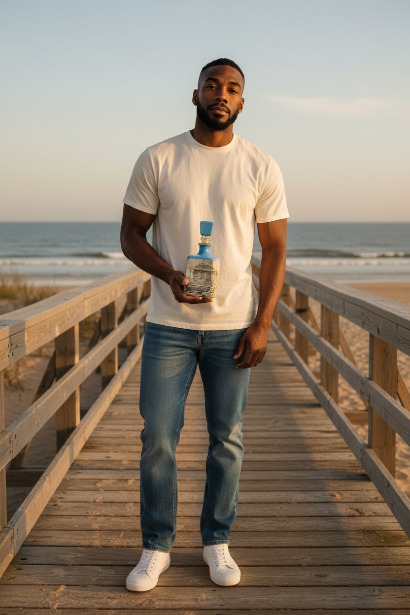 Beach Theme Collectable Bottle: Beach Shack Refillable Bar Decor