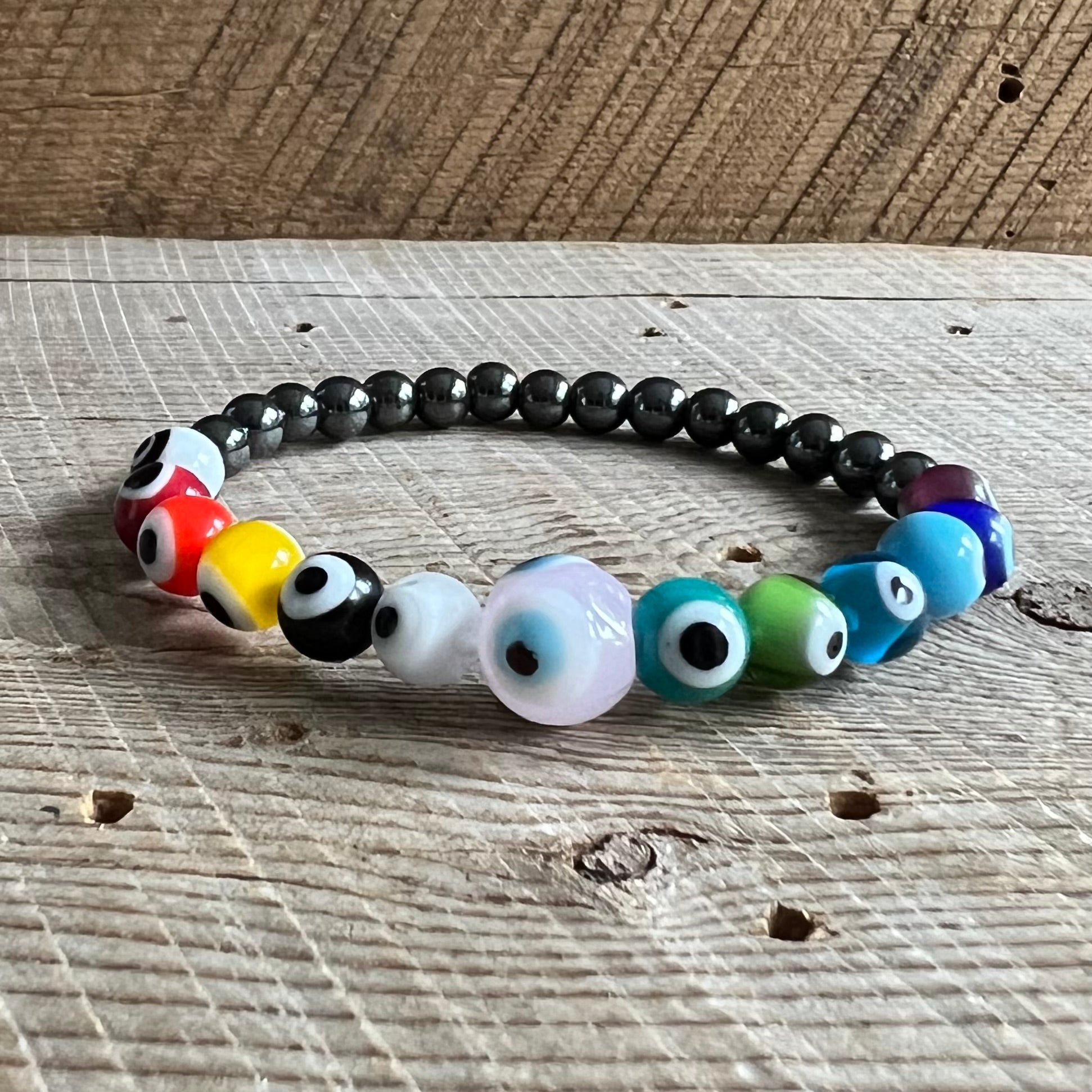 SariBlue® All The Good Juju Evil Eye Hematite Bracelet