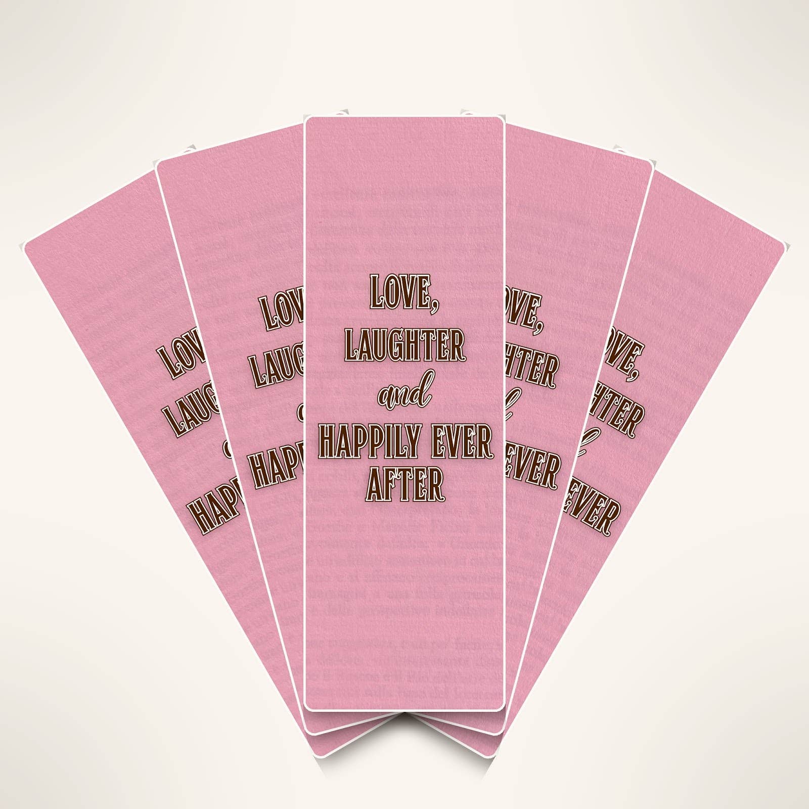 Stack of pink cards with text &