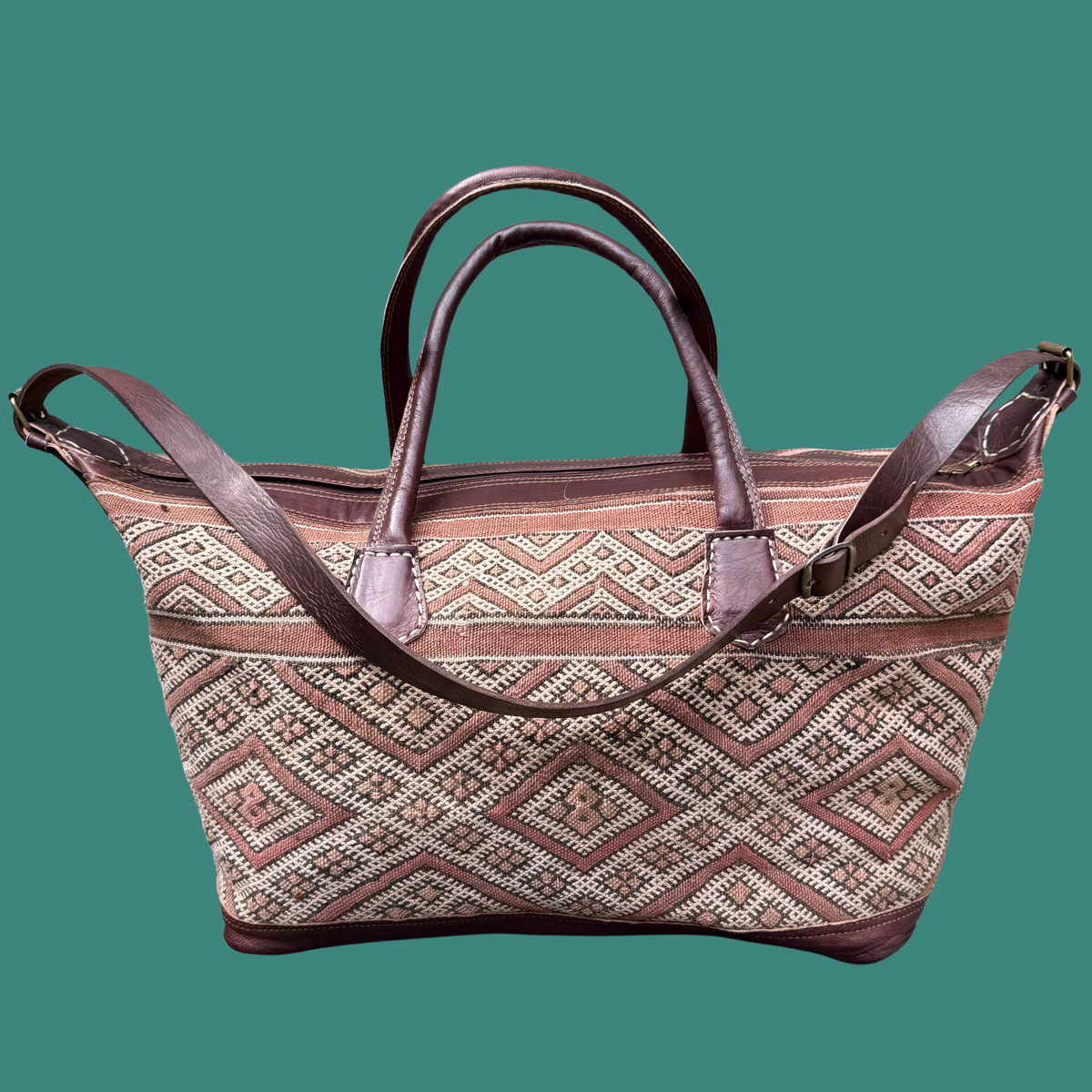 Kilim & Leather Weekender Bag