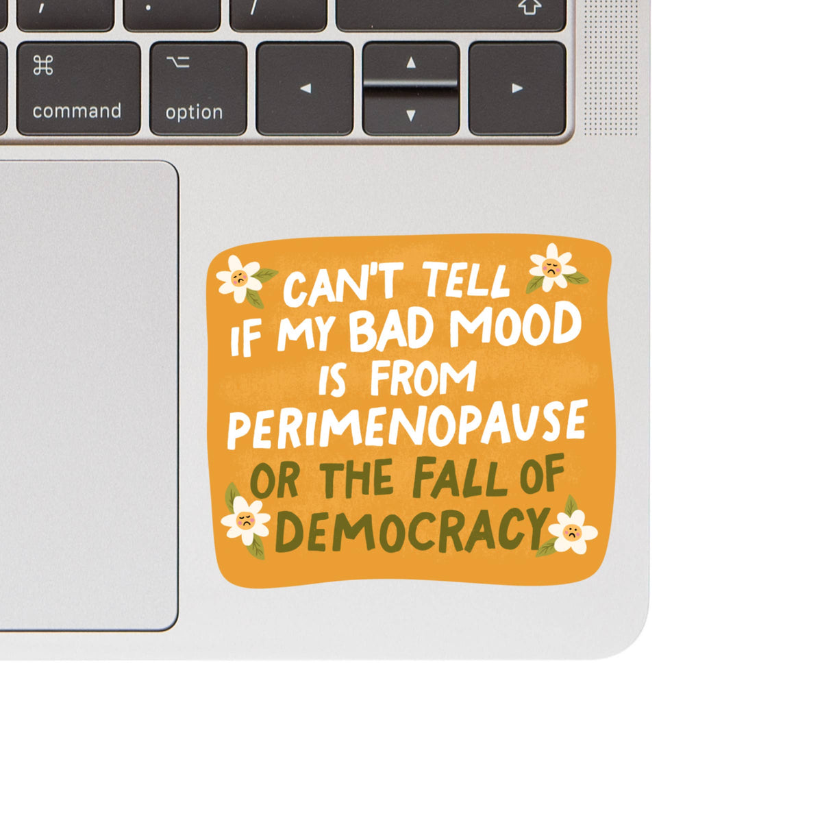 Laptop with a sticker reading &