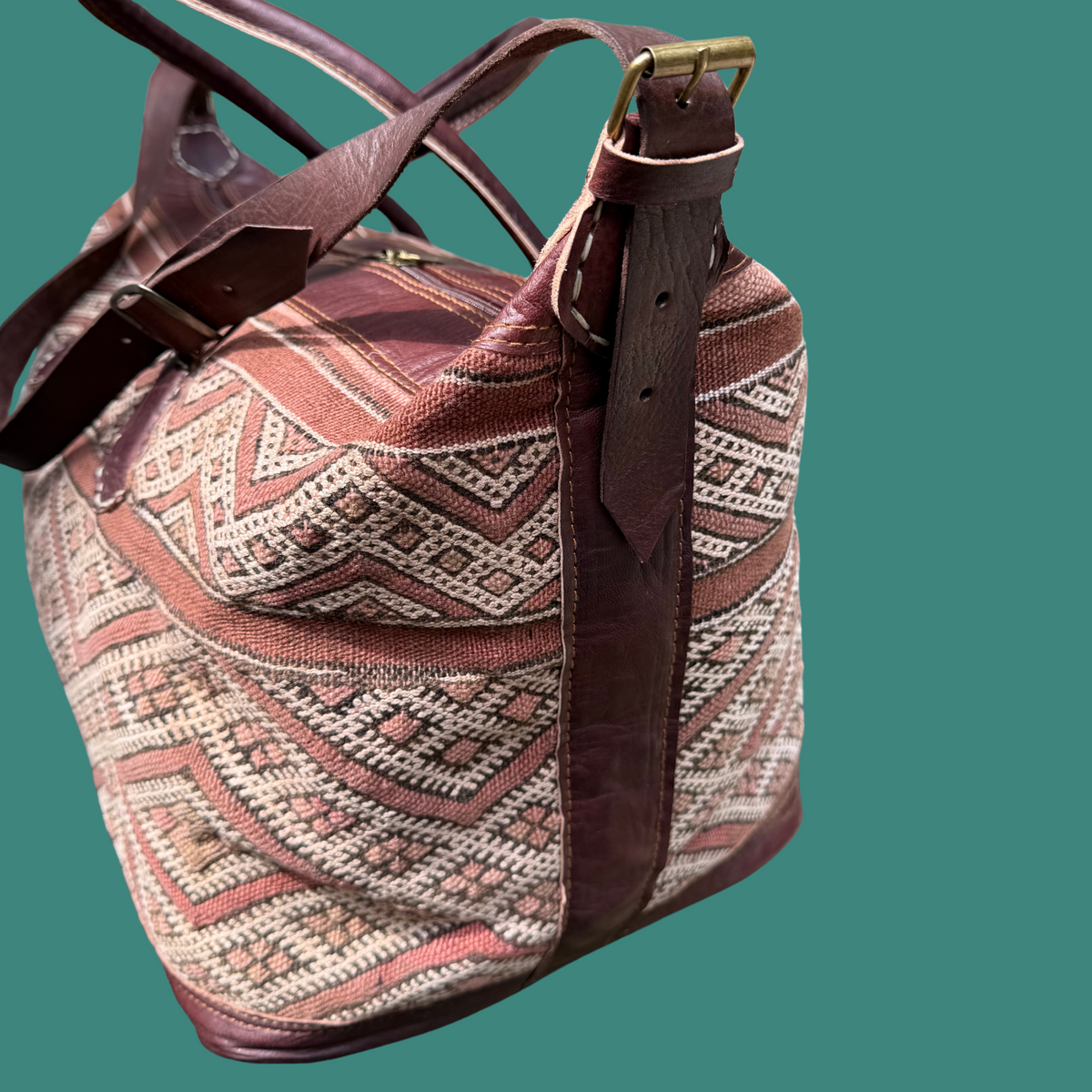 Kilim & Leather Weekender Bag