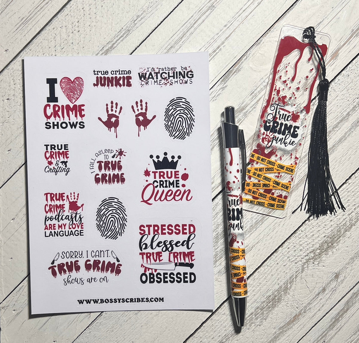 True Crime Bundle | Sticker Set for Crime Podcast Fans | Bossy Scribes
