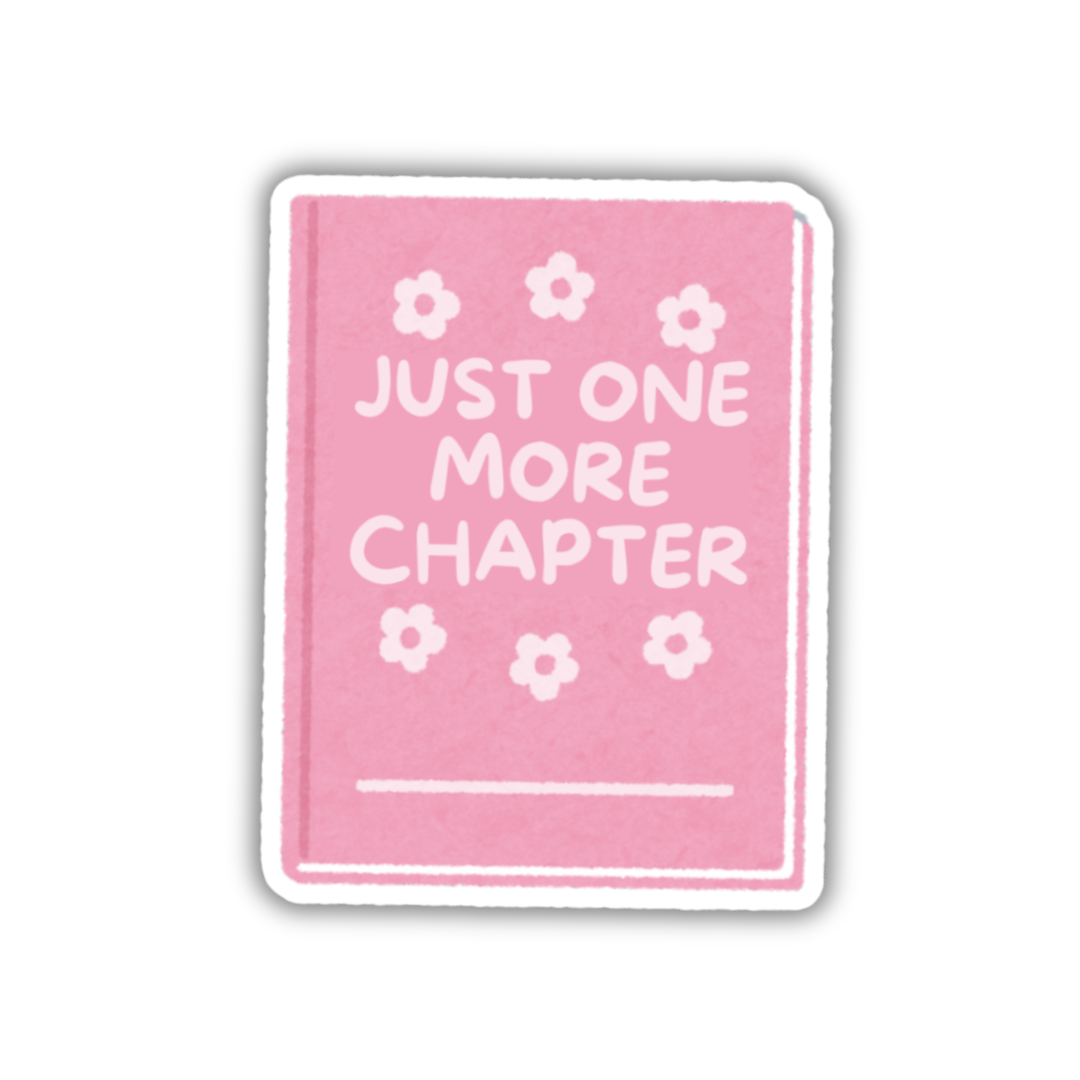 Pink book-shaped sticker with &