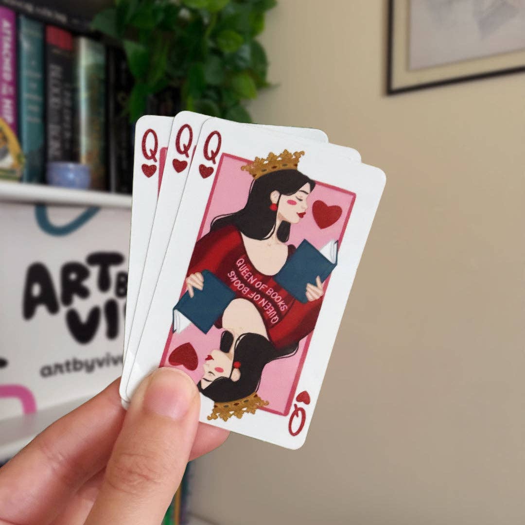 Queen of Books Playing Card Sticker – Kindle & E-Reader