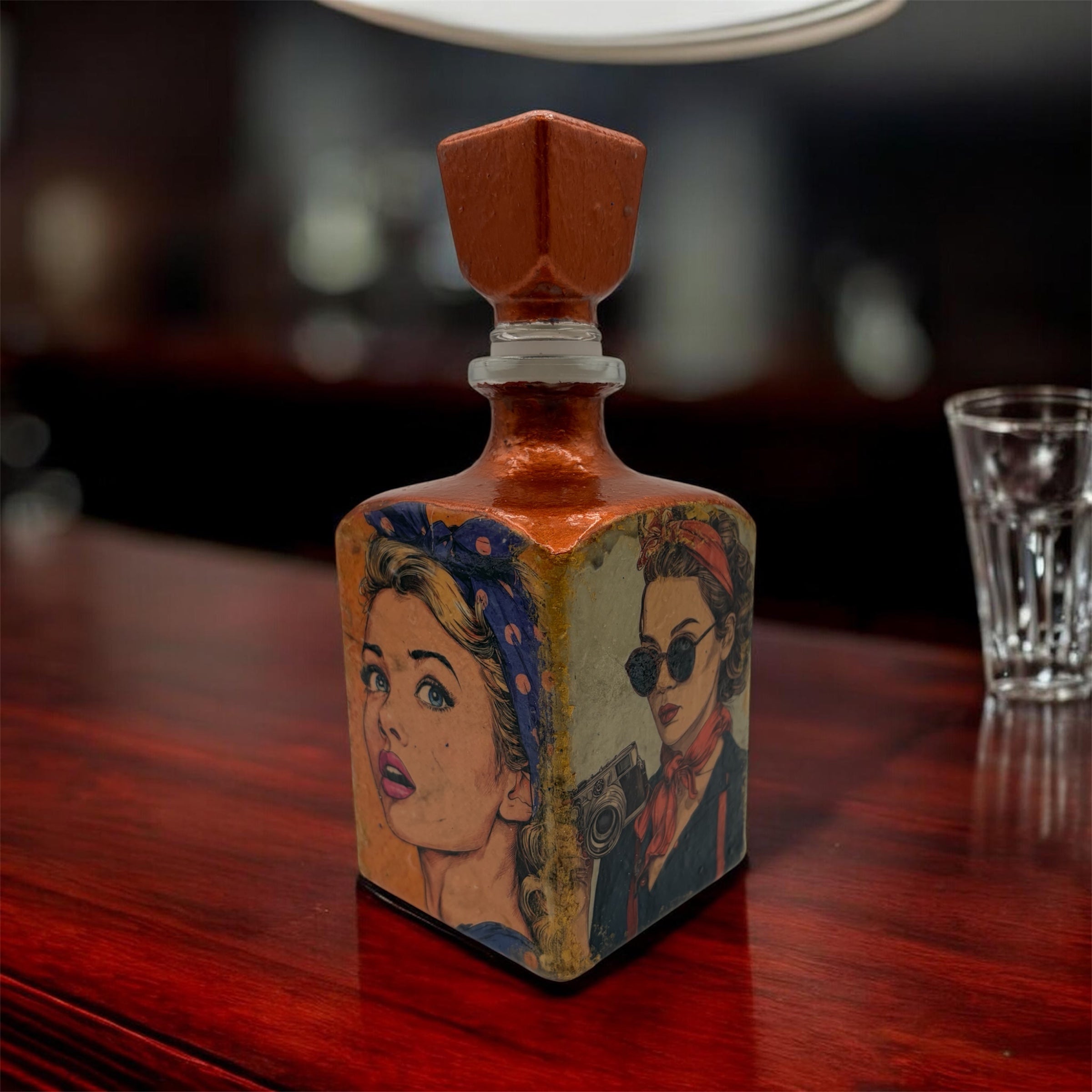 Diva Collectable Bottle: Copper Retro Women Refillable Bar Decor