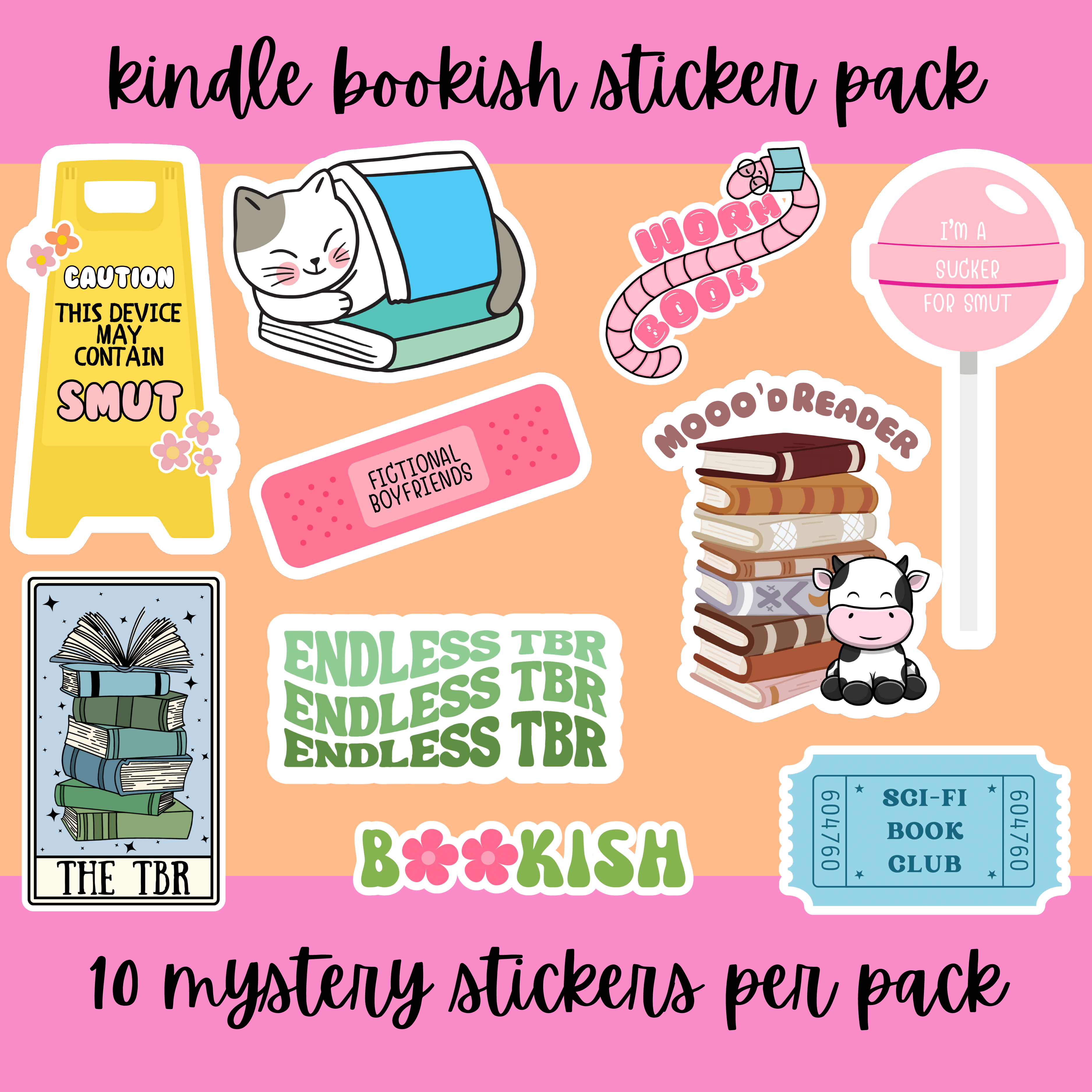 Kindle Bookish Sticker Bundle Pack (10 Stickers)