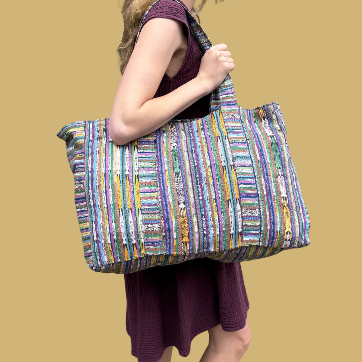 Oversized Corte Beach Tote | Handwoven Guatemalan Pool Bag