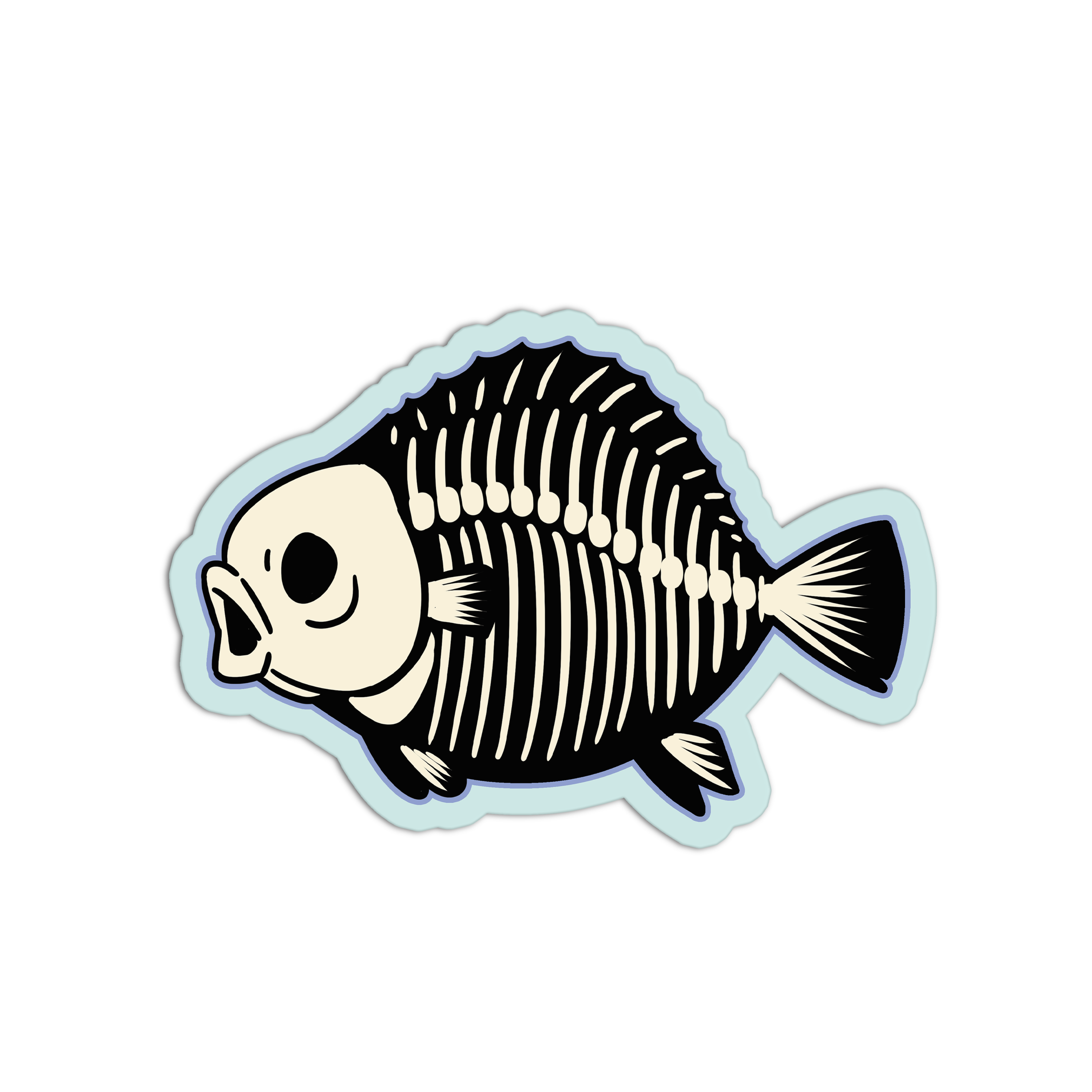 Fish skeleton illustration on a white background