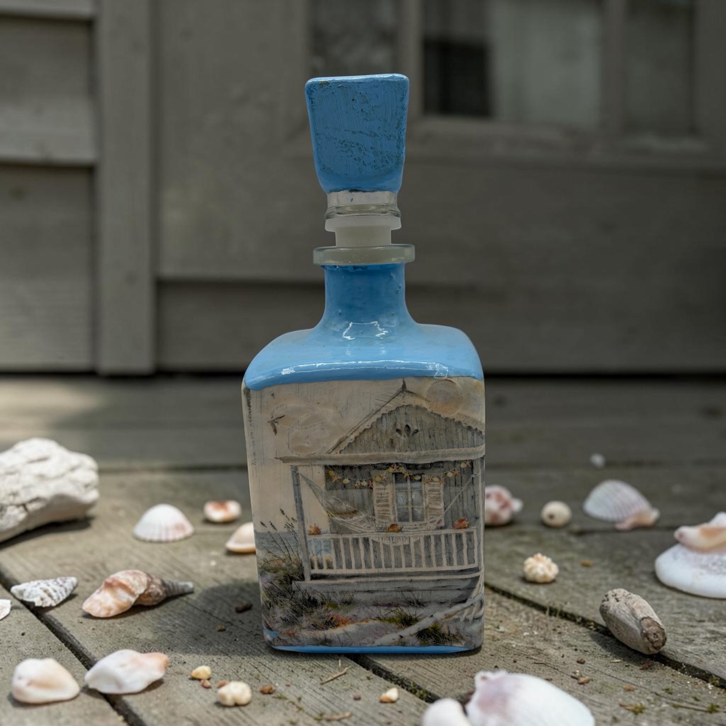 Beach Theme Collectable Bottle: Beach Shack Refillable Bar Decor