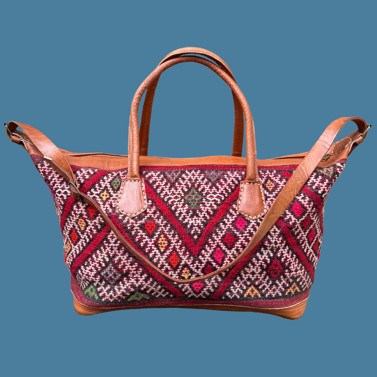 Kilim & Leather Weekender Bag