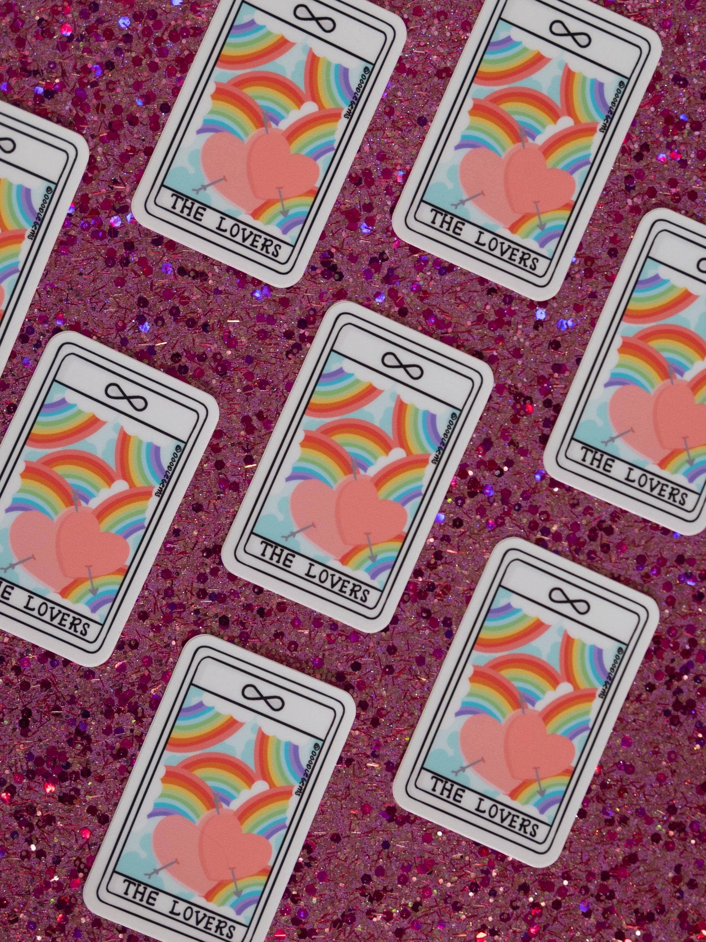 Lovers Rainbow Queer Love Tarot Card Sticker