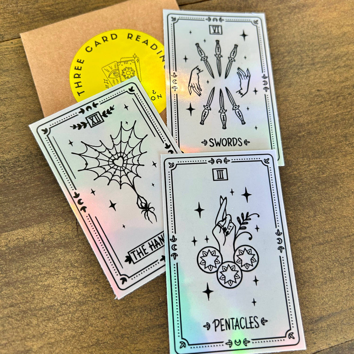 Three Card Tarot Sticker Reading | Mystery Holographic Set