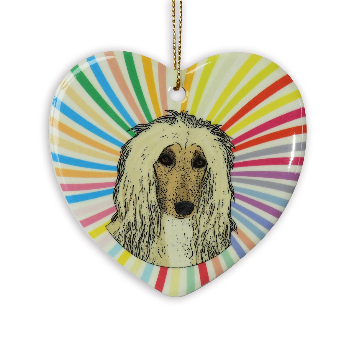 Afghan Hound Ceramic Heart Ornament