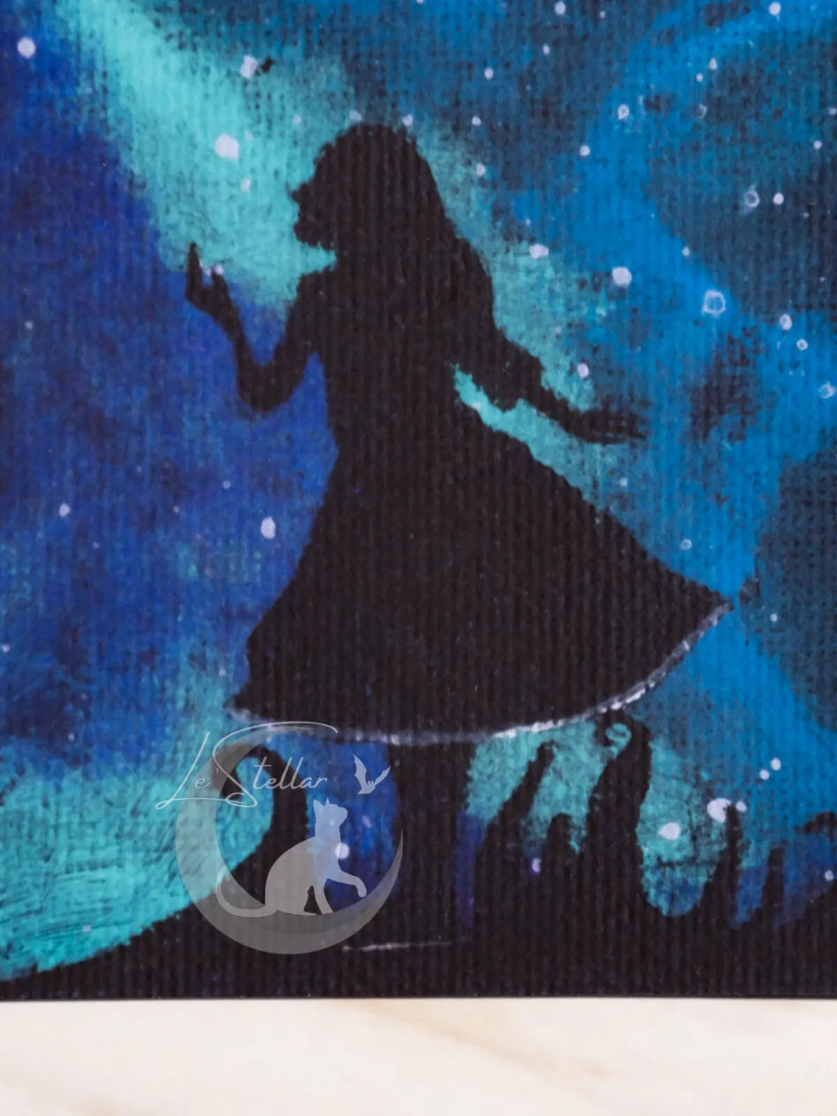 Alice in Wonderland Galaxy Print: Cosmic Cheshire Cat Acrylic Hand-painted Art (8x8)