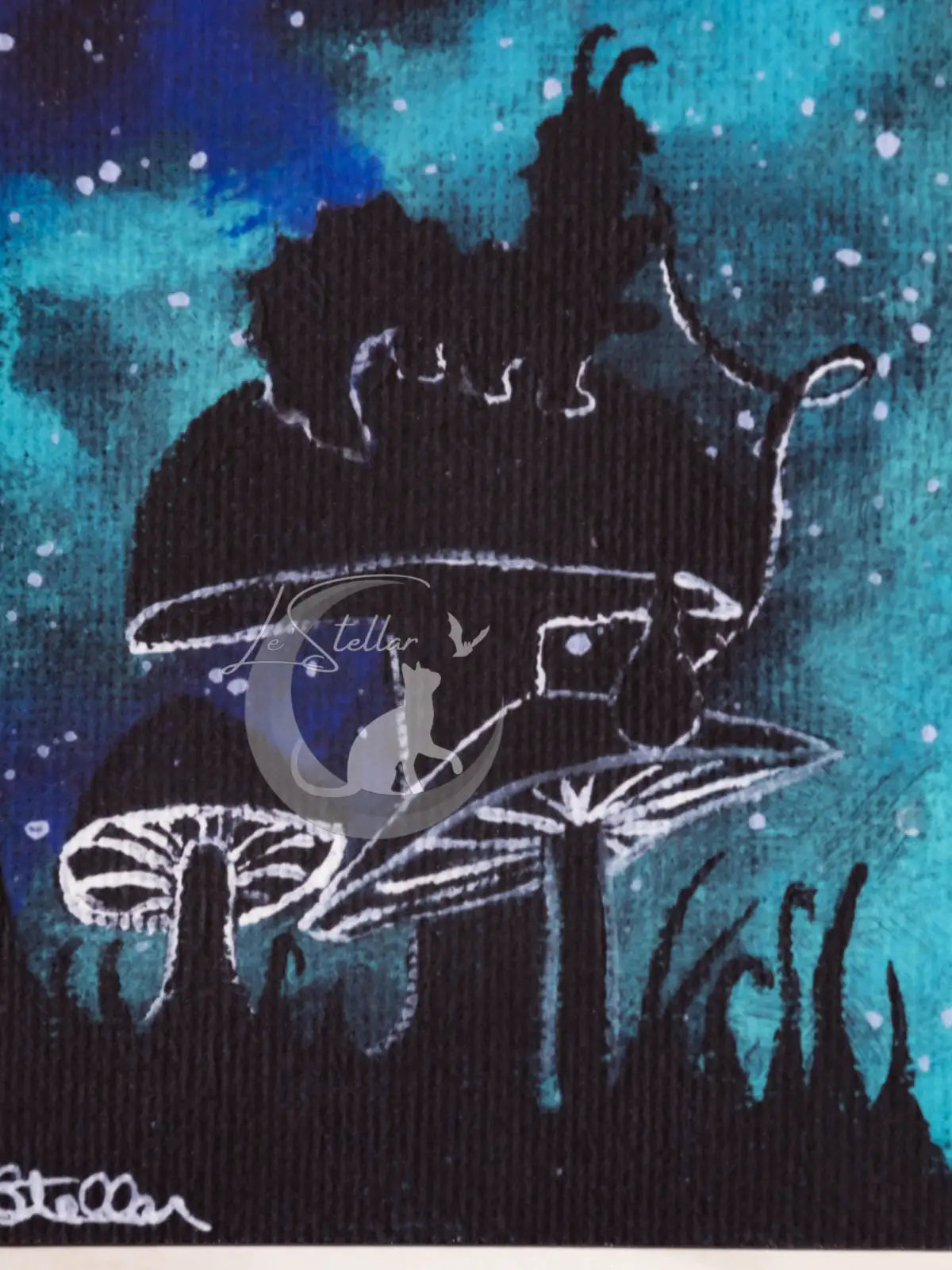 Alice in Wonderland Galaxy Print: Cosmic Cheshire Cat Acrylic Hand-painted Art (8x8)