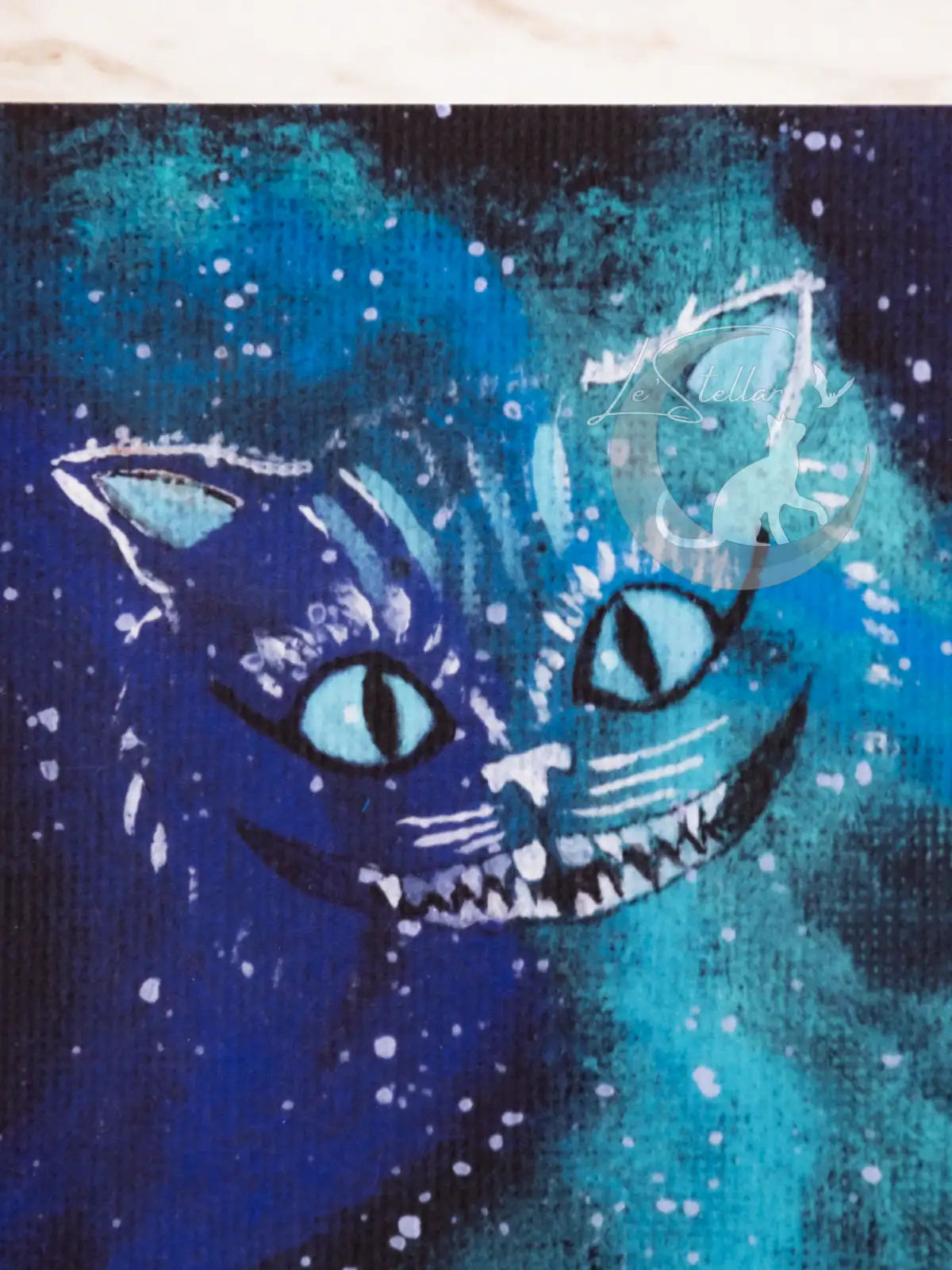 Alice in Wonderland Galaxy Print: Cosmic Cheshire Cat Acrylic Hand-painted Art (8x8)