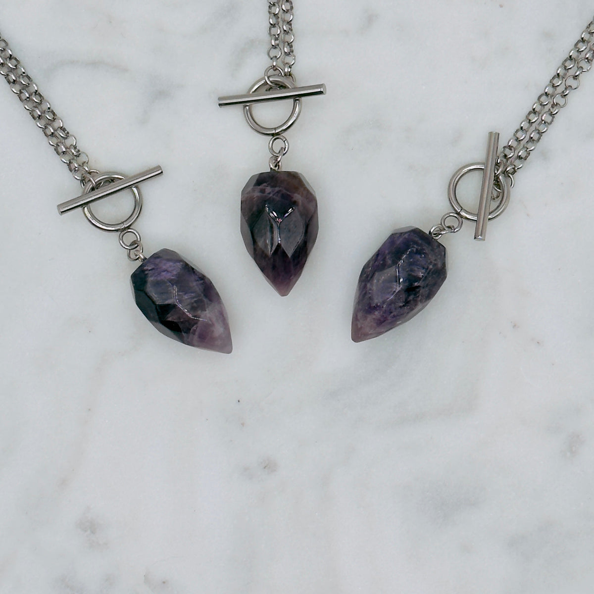 Silver Crystal Pendulum Necklace