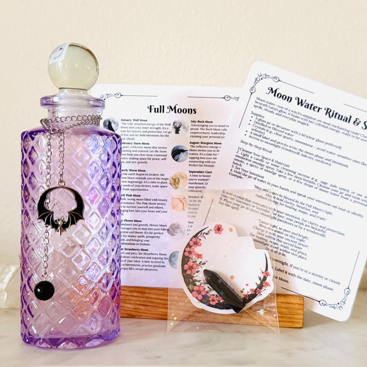 Purple Glass Halloween Moon Water Ritual Kit