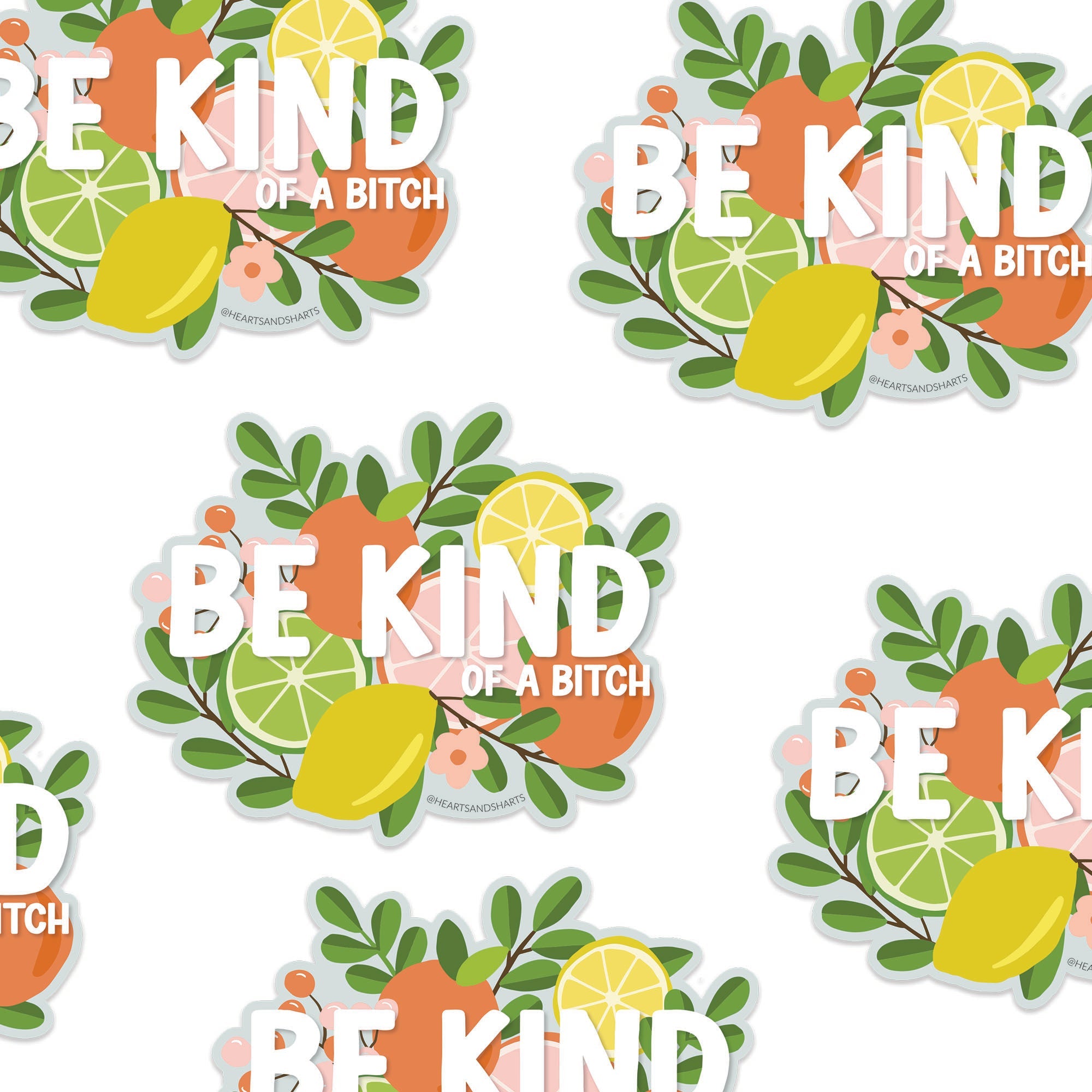 BE KIND FLORAL 3X3 ILLUSTRATED VINYL STICKER