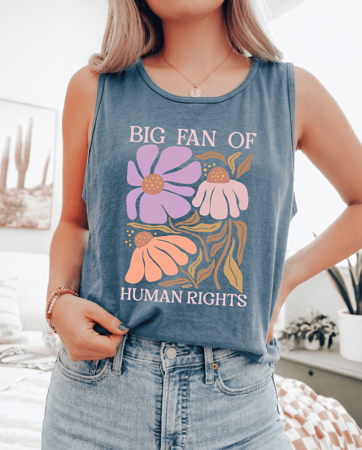 Big Fan of Human Rights Tank Top | Floral Progressive Tank