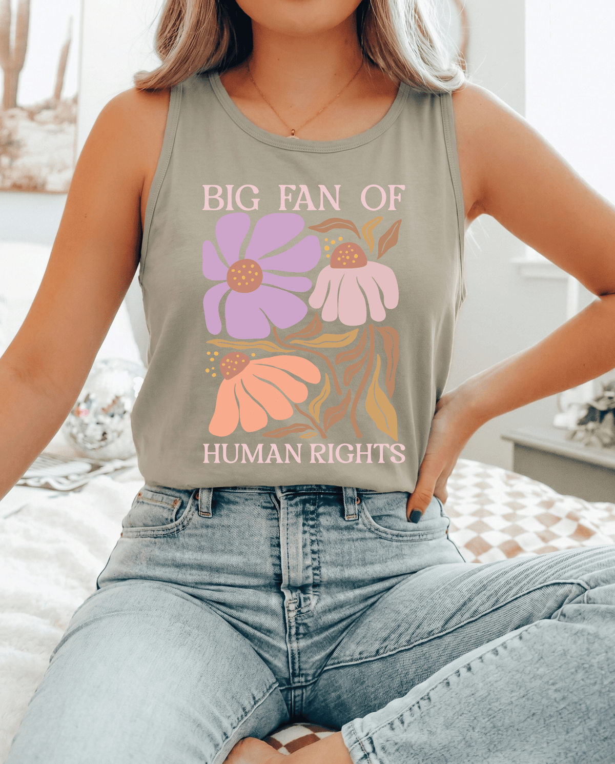 Big Fan of Human Rights Tank Top | Floral Progressive Tank