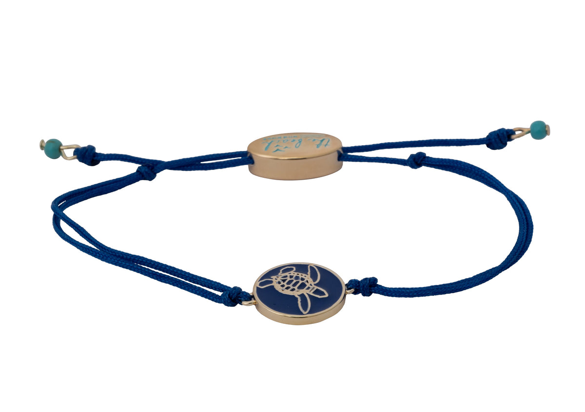 bald head island sea turtle coin slider bracelet navy gold