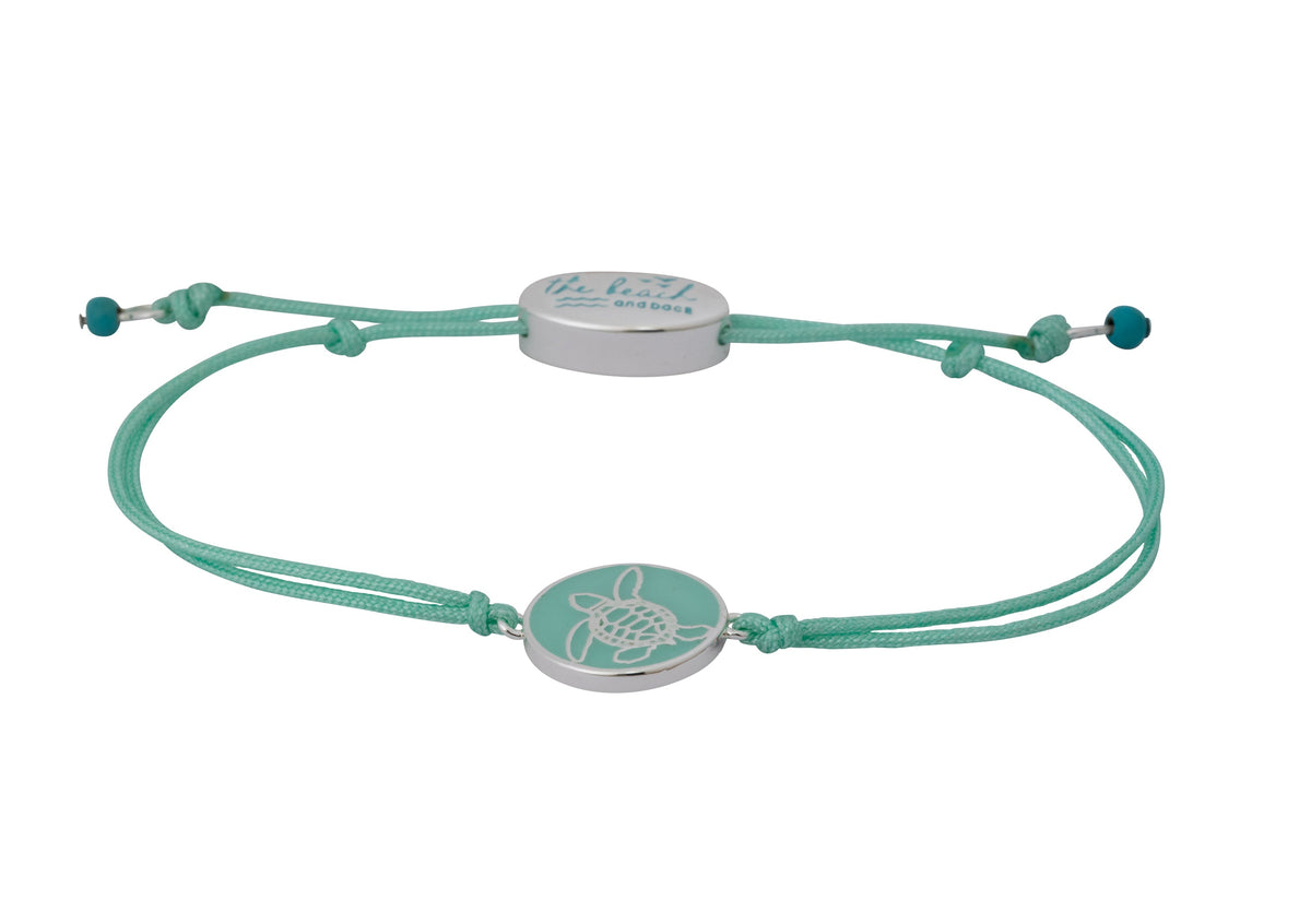bald head island sea turtle coin slider bracelet mint silver